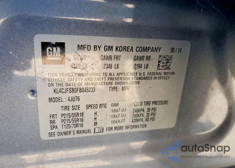 2015 Buick Encore Convenience from USA, damaged, VIN KL4CJFSB0FB045233